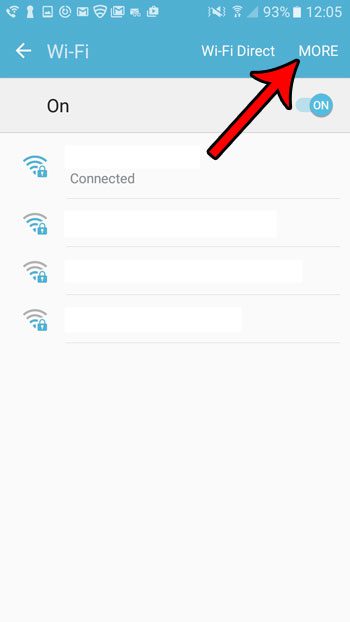 tap the more button on android wifi screen