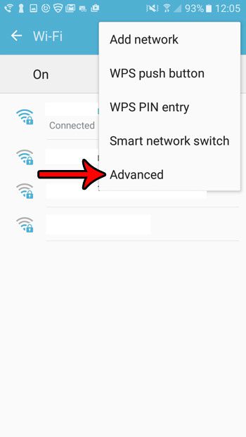 open advanced part of android wifi menu
