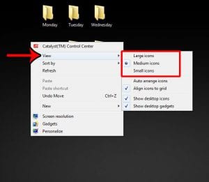 how to change size desktop icons in windows 7