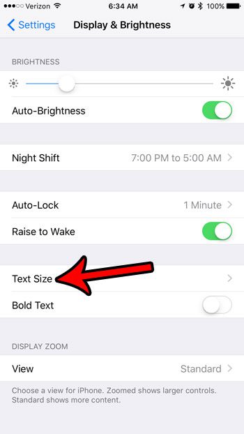 how to increase iphone 7 text size