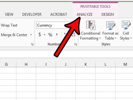 click the analyze tab under pivottable tools