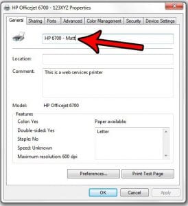 how to change the name of a printer in windows 7