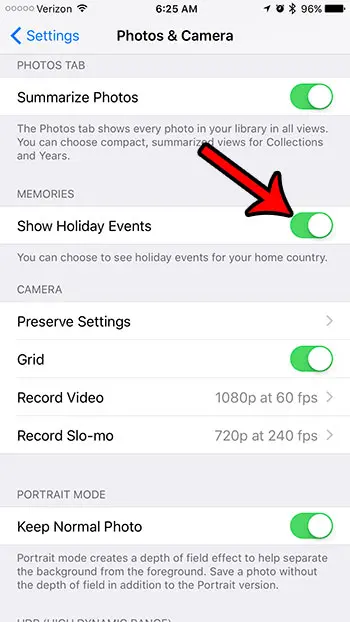 how to show holiday events in iphone photos