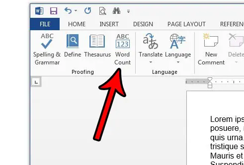 how to count the number of words in a document in word 2013