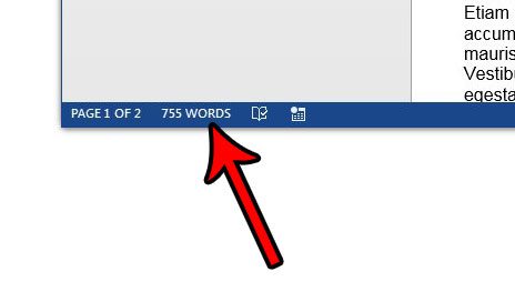 locate the word count information in word 2013