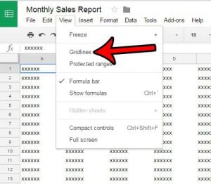 how to hide gridlines in google sheets