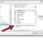 move the quick access toolbar in outlook 2013