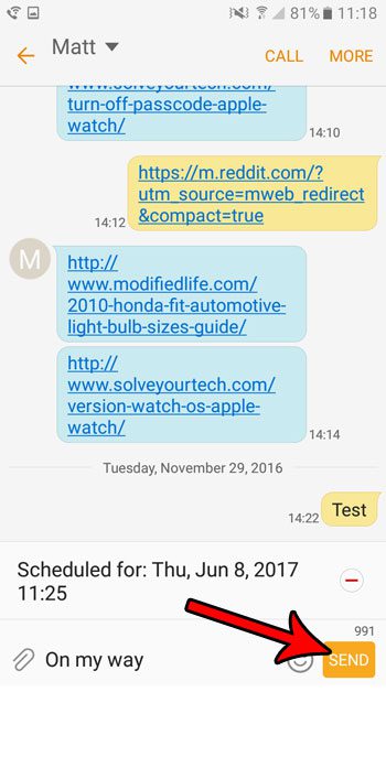 send android text in the future