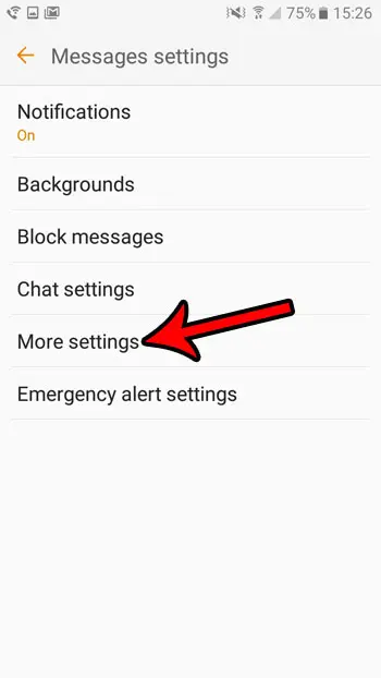open more settings in messages app