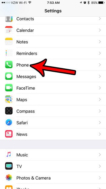 open the iphone phone menu