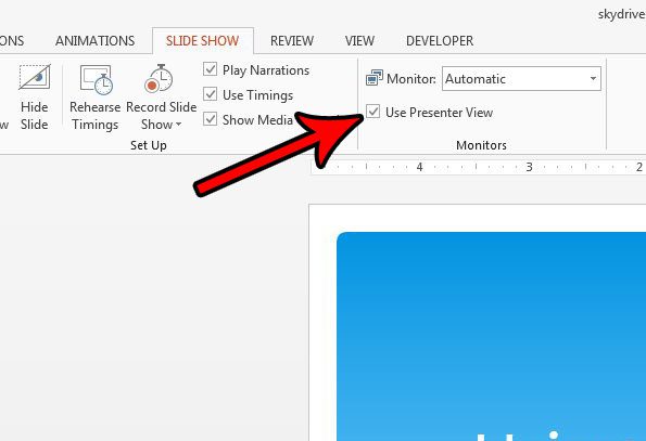 how to enable presenter view in powerpoint 2013