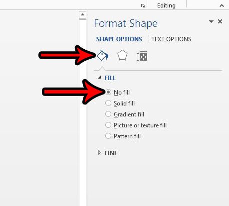 how to remove fill from text box in word 2013