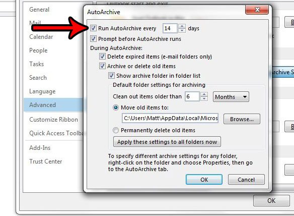 how to use autoarchive in outlook 2013