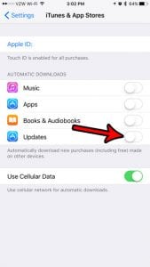 how to turn off automatic app updates on iphone 7