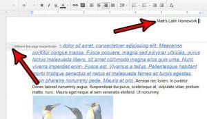 how to add a header in google docs