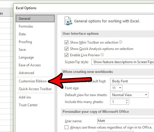 customize ribbon excel 2016