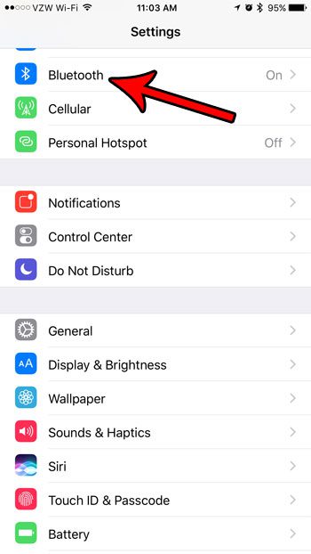 open the iphone bluetooth menu