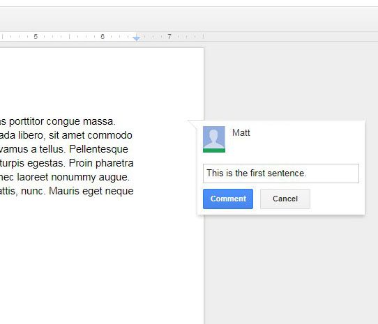 how to comment in google docs document