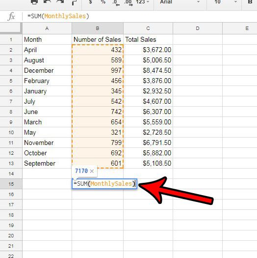 how to use a named range in google sheets