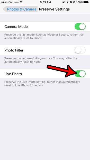 how to turn off live photos on an iphone 7