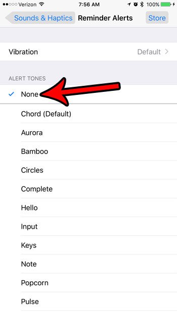 how to disable iphone reminder alert sound