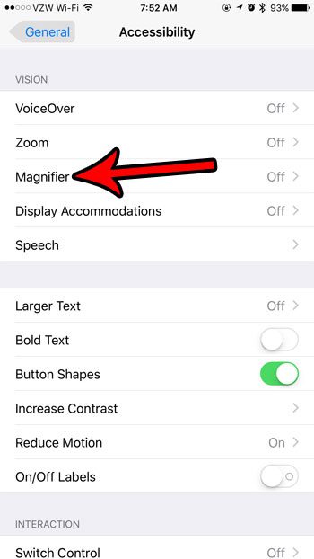 select the magnifier option