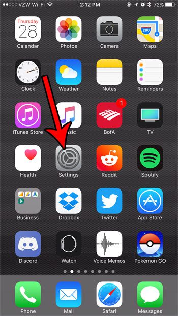 iphone 7 settings menu