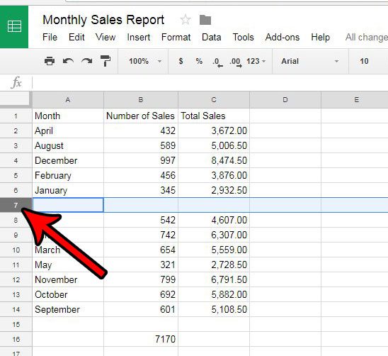 select row in google sheets