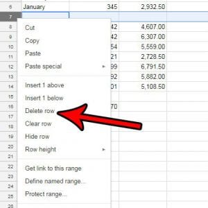 how to delete a row in google sheets