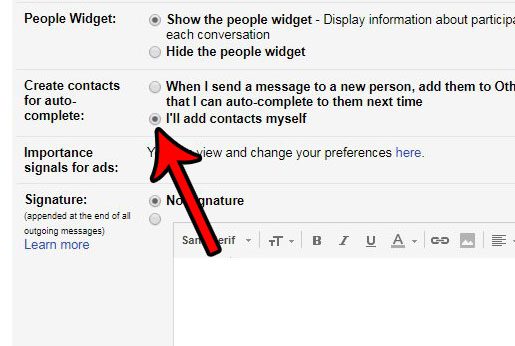 how to turn off auto-complete for gmail contacts