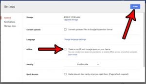 how to turn off offline syncing for google docs