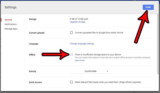 how to disable Google Docs sync