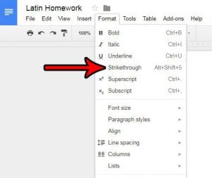 how to strikethrough in google docs