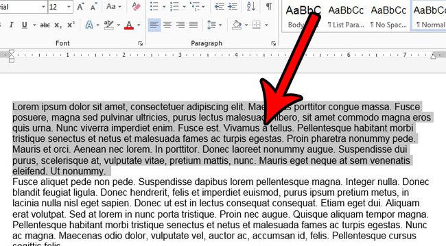 select text in word 2013