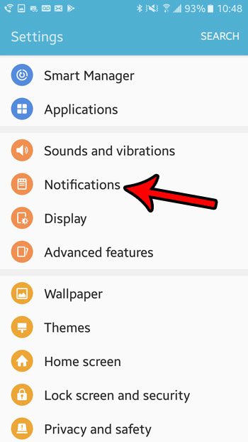 open notifications menu