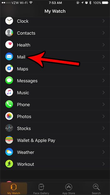 change email notification settings for apple watch