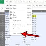 how to clear notes in google sheets