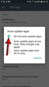 how to turn off the automatic app update in android marshmallow
