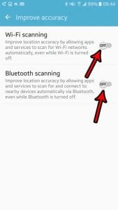 how to turn off wifi and bluetooth scanning for location accuracy in android marshmallow