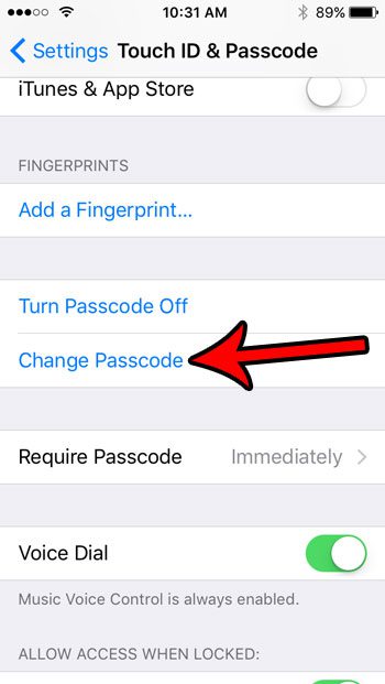 how to change your passcode on iphone se