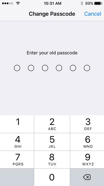 enter your old passcode