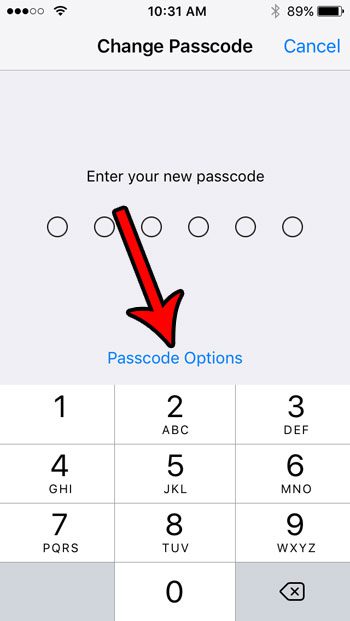 switch to a 4 digit passcode on iphone se