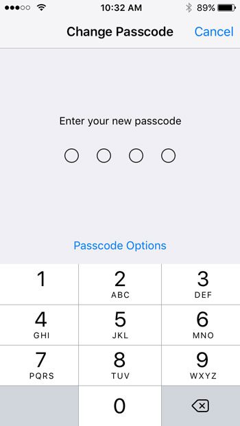 enter new iphone se 4 digit passcode