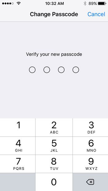 confirm new 4 digit passcode