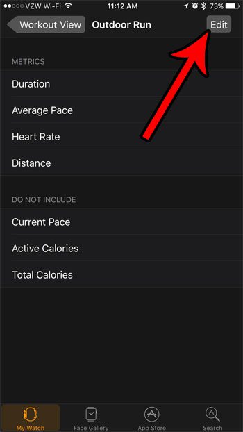 show different workout metrics on the apple watch