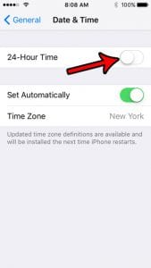 how to switch from 24 hour to 12 hour time format on iphone se