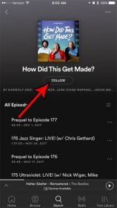 how to follow podcast spotify iphone