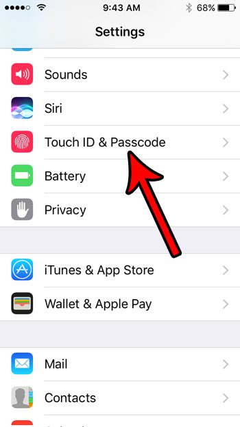 iphone se touch id and passcode settings