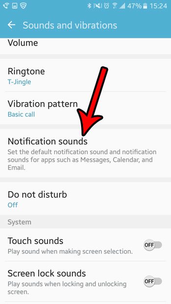 open the notification sounds menu