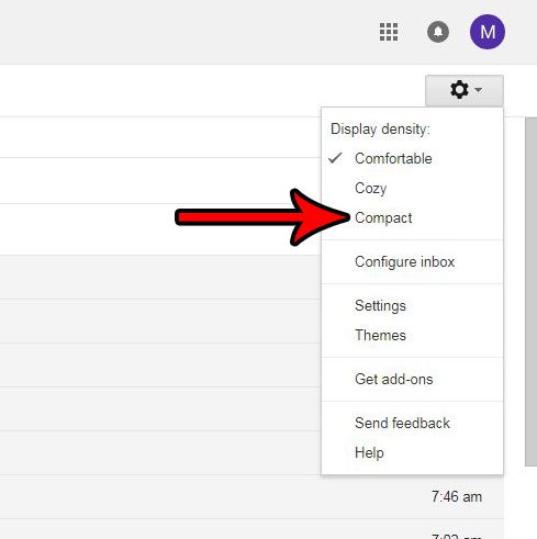 cómo cambiar a la vista compacta en gmail